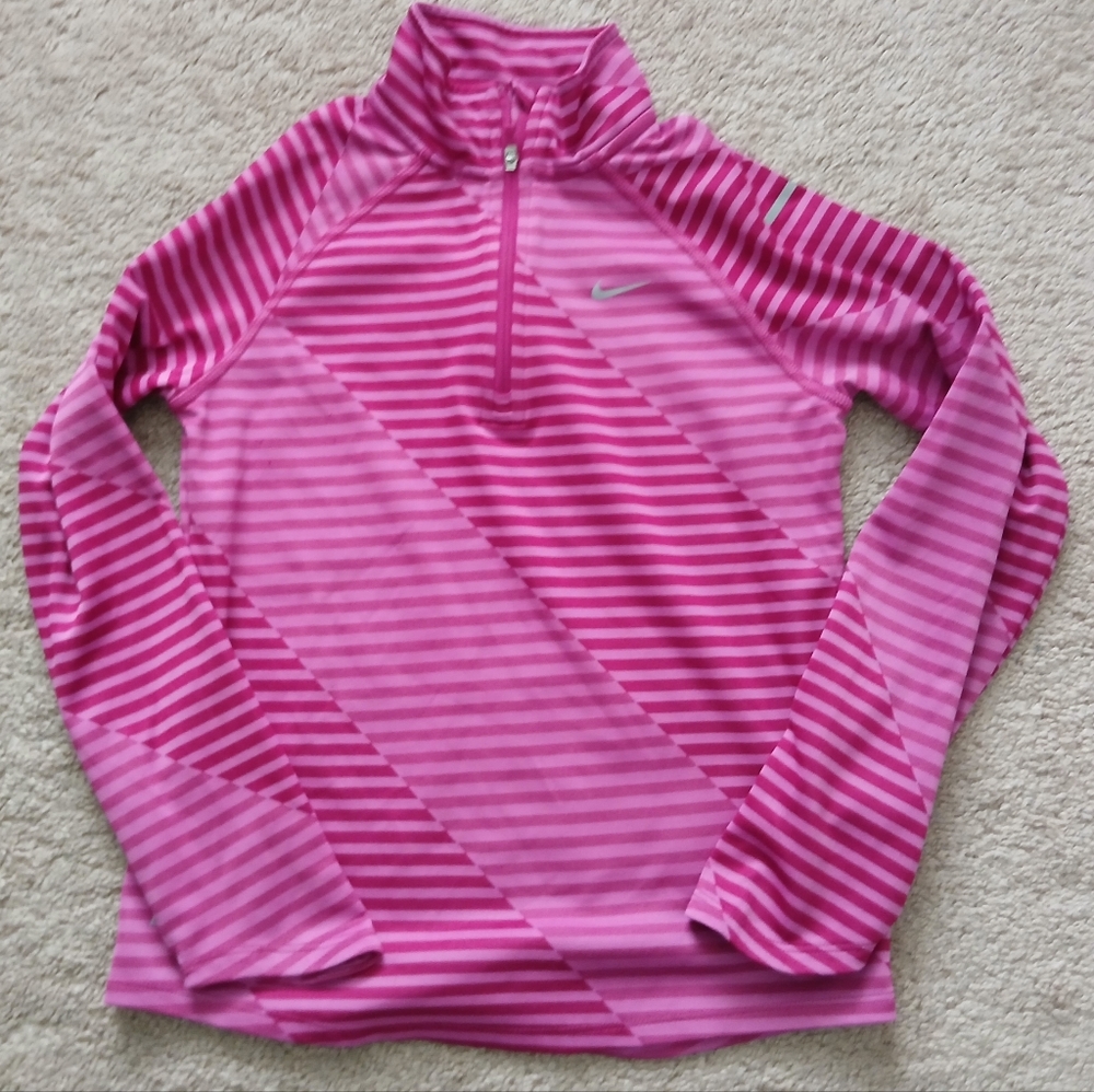 Girls Nike Striped Dri Fit Quarter Zip size M